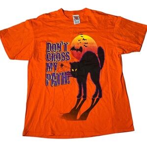 VINTAGE Halloween Single Stitch Orange T-Shirt Size XL Freeze Tag